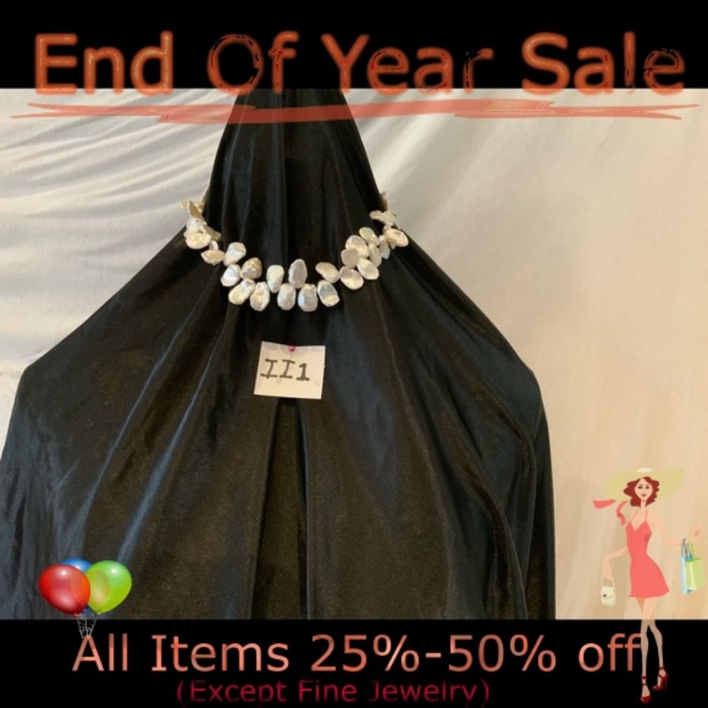 Cultured Baroque Pearl necklace-silver clasp